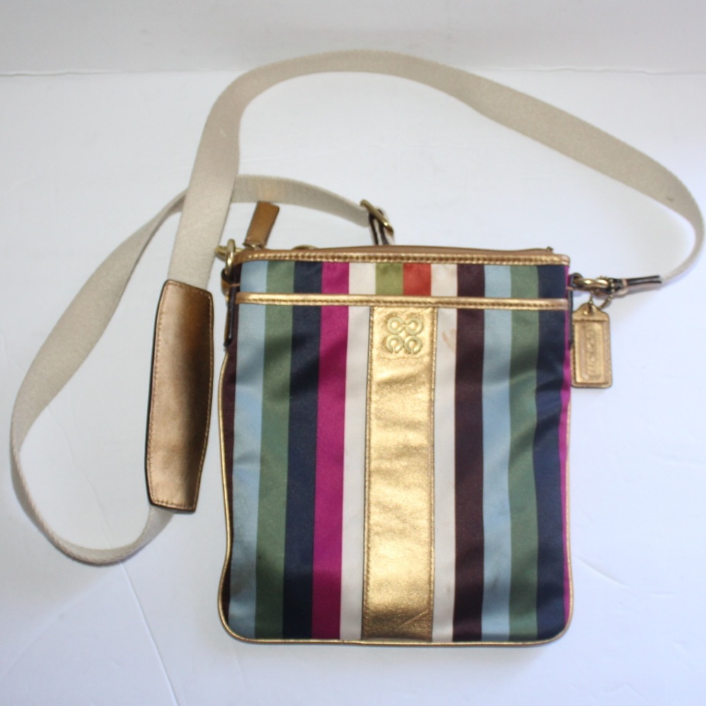 Coach Multi Colored Stripes Cross body Small Bag